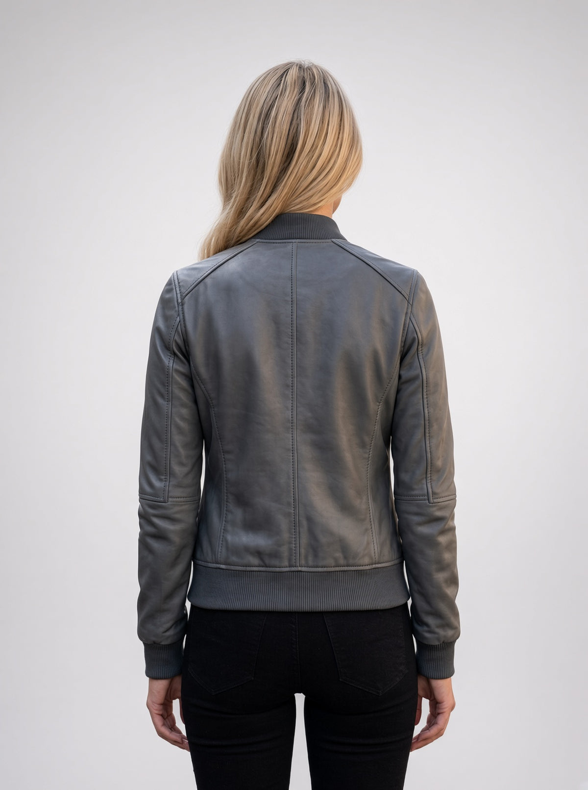 Women Grey Stylish Leather Jacket For Women
