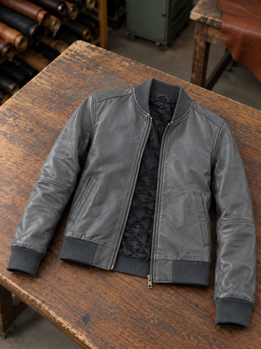 Women Grey Stylish Leather Jacket For Women