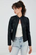 Black Bianca Leather Jacket for Women