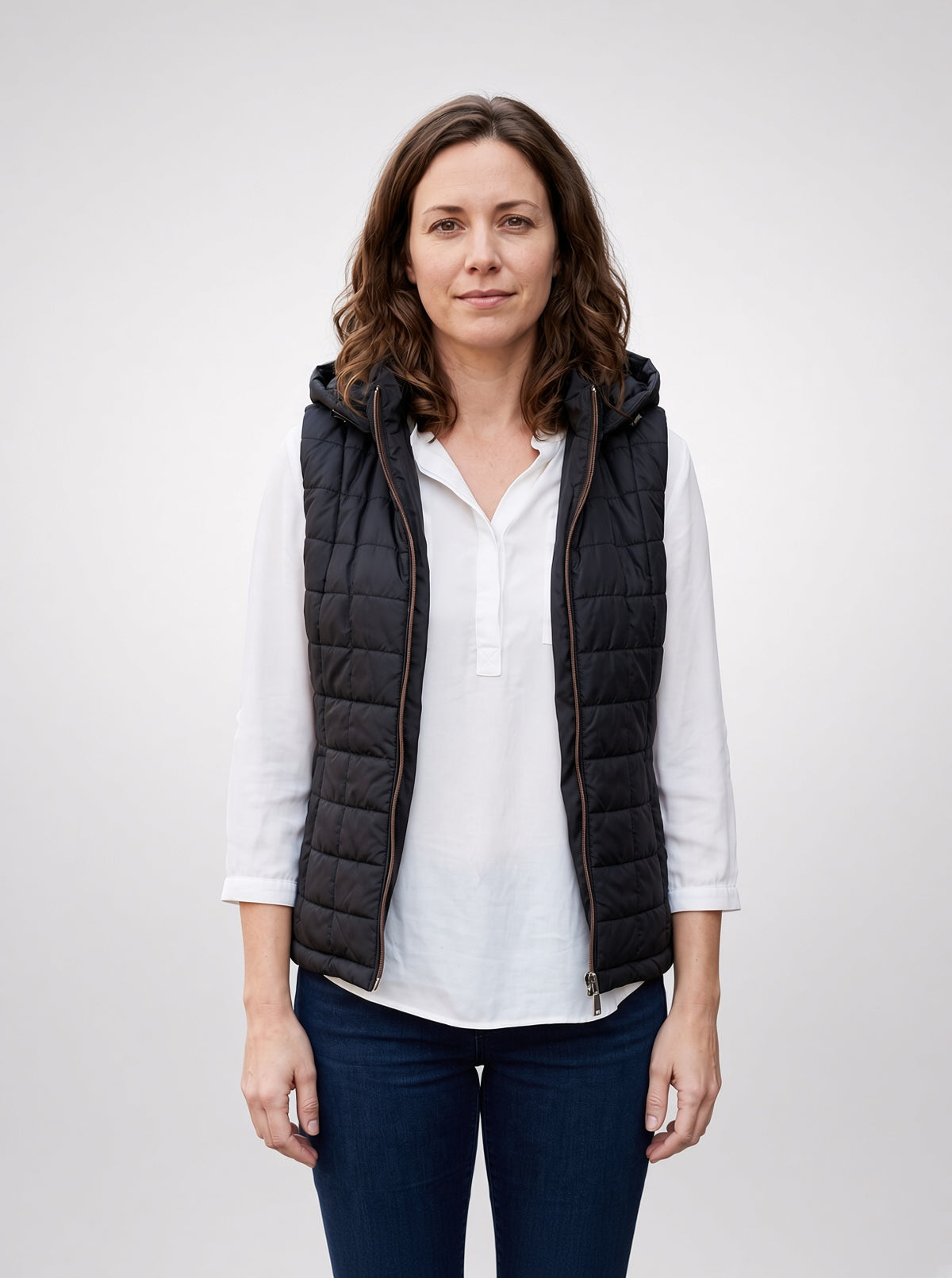 Hadley Black Leather Vest For Women
