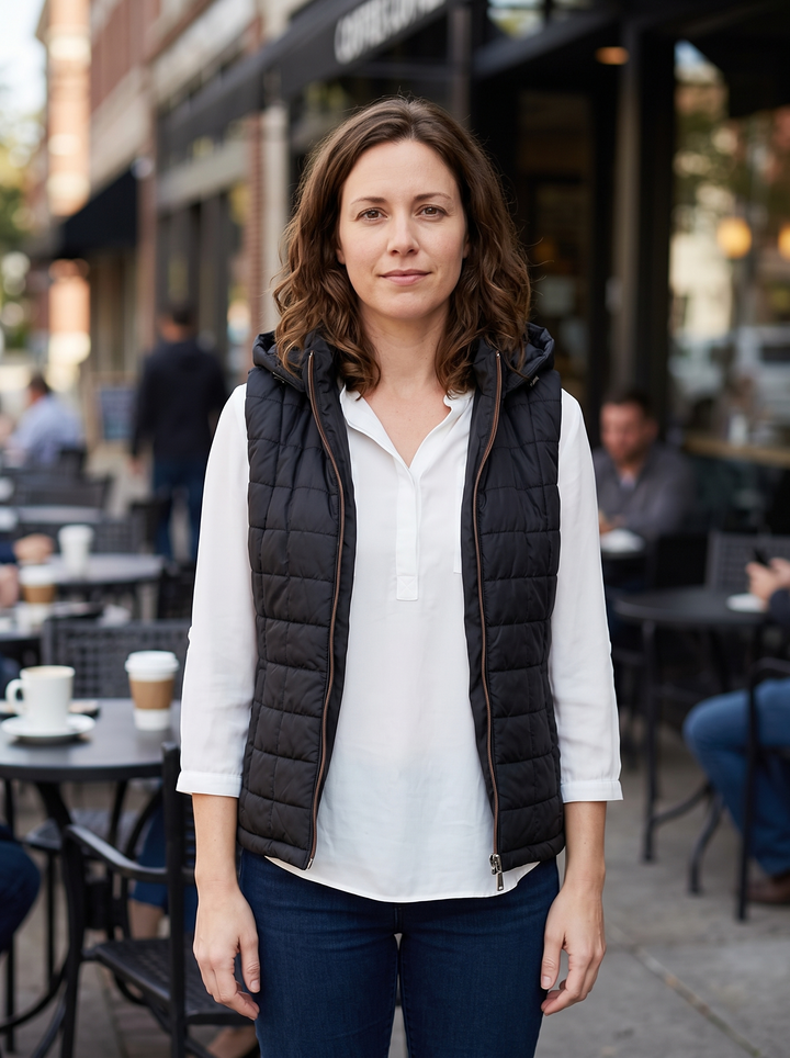Hadley Black Leather Vest For Women