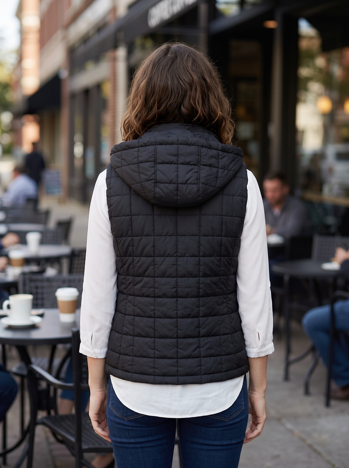 Hadley Black Leather Vest For Women