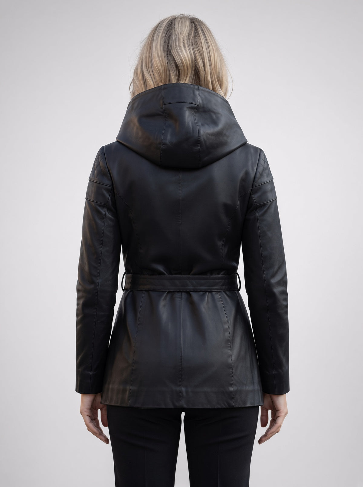 Halley Black Biker Leather Coat For Women