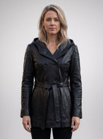 Halley Black Biker Leather Coat For Women