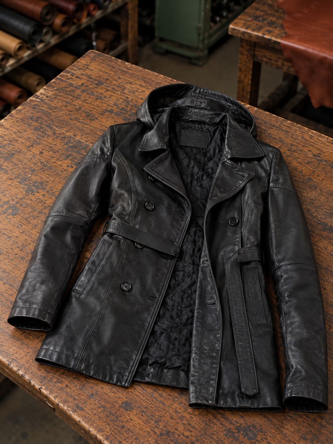 Halley Black Biker Leather Coat For Women