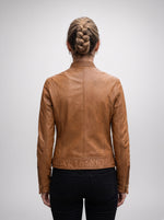 Hannah Brown Smooth Leather Jacket For Women