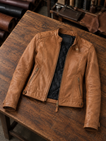 Hannah Brown Smooth Leather Jacket For Women