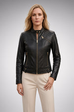 Heidi Women's Short Black Leather Jacket