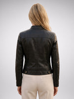 Heidi Women's Short Black Leather Jacket