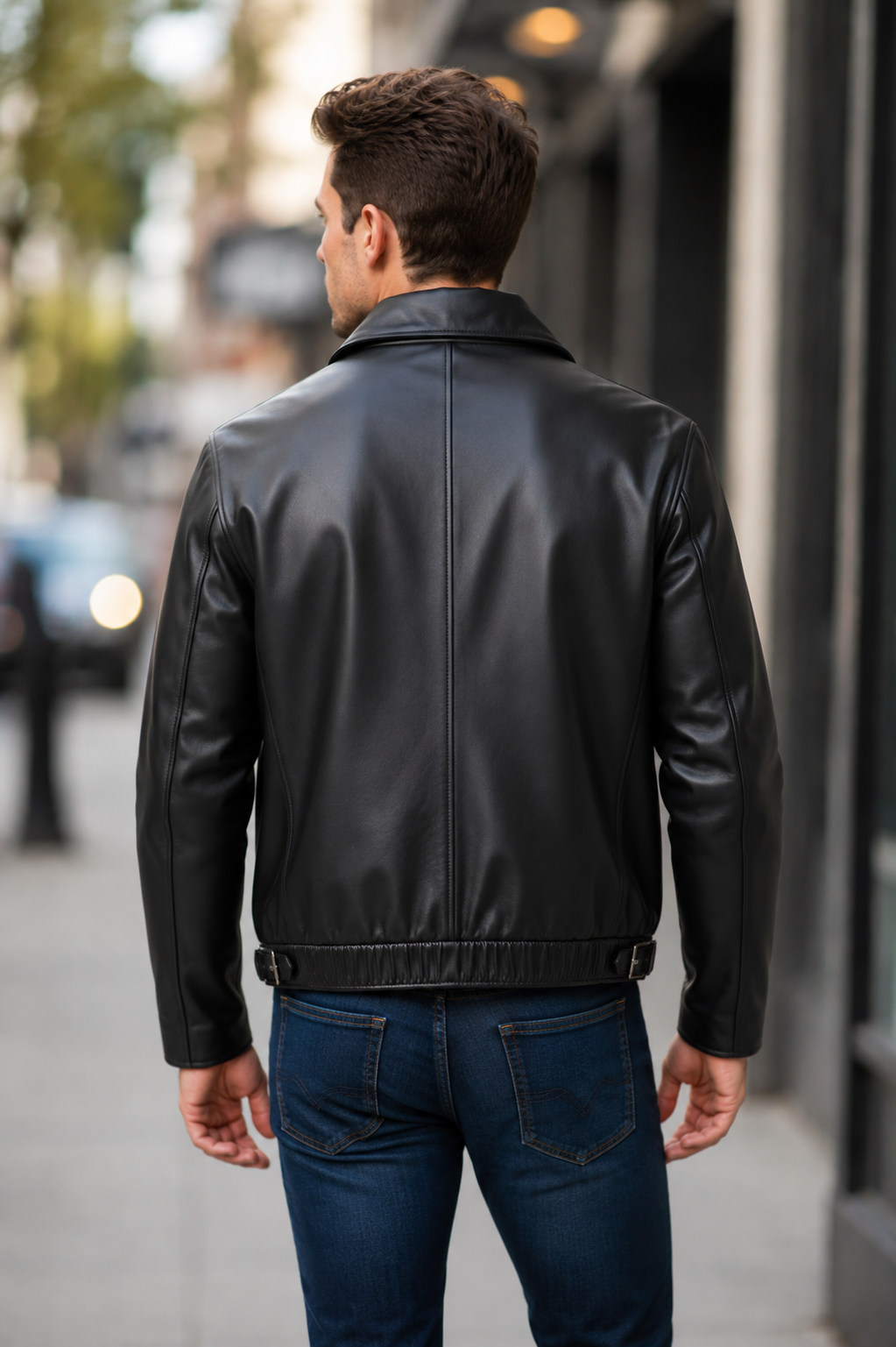 Henry Classic Black Leather Bomber Jacket for Men