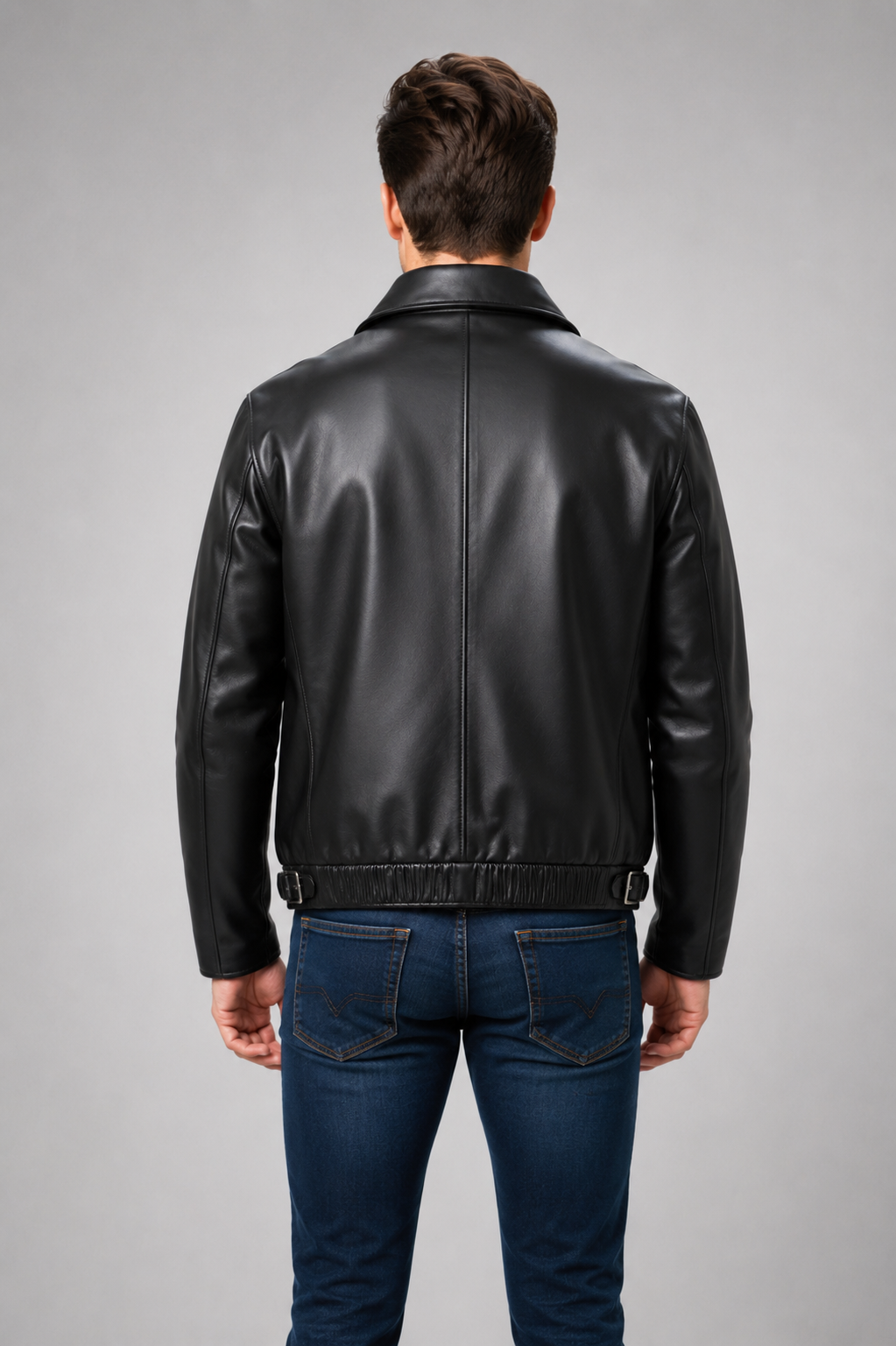 Henry Classic Black Leather Bomber Jacket for Men