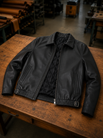 Henry Classic Black Leather Bomber Jacket for Men