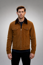 Heritage Luxe Brown Suede Trucker Jacket