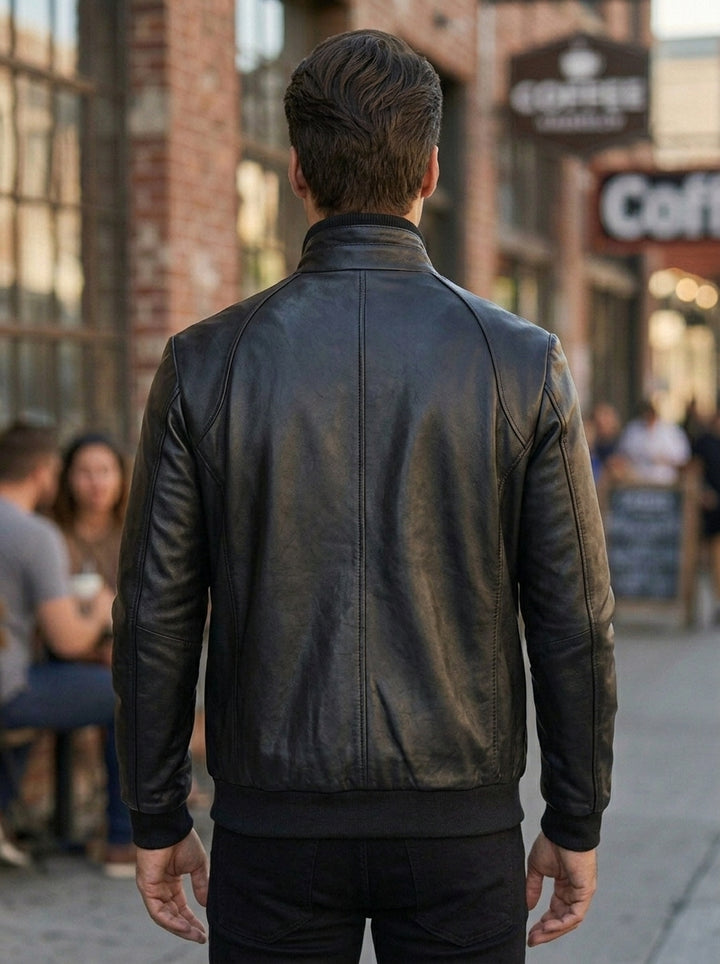 Houston Black Distressed Leather Jacket For Men