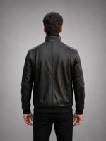 Houston Black Distressed Leather Jacket For Men