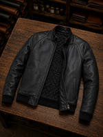 Houston Black Distressed Leather Jacket For Men