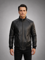 Houston Black Distressed Leather Jacket For Men