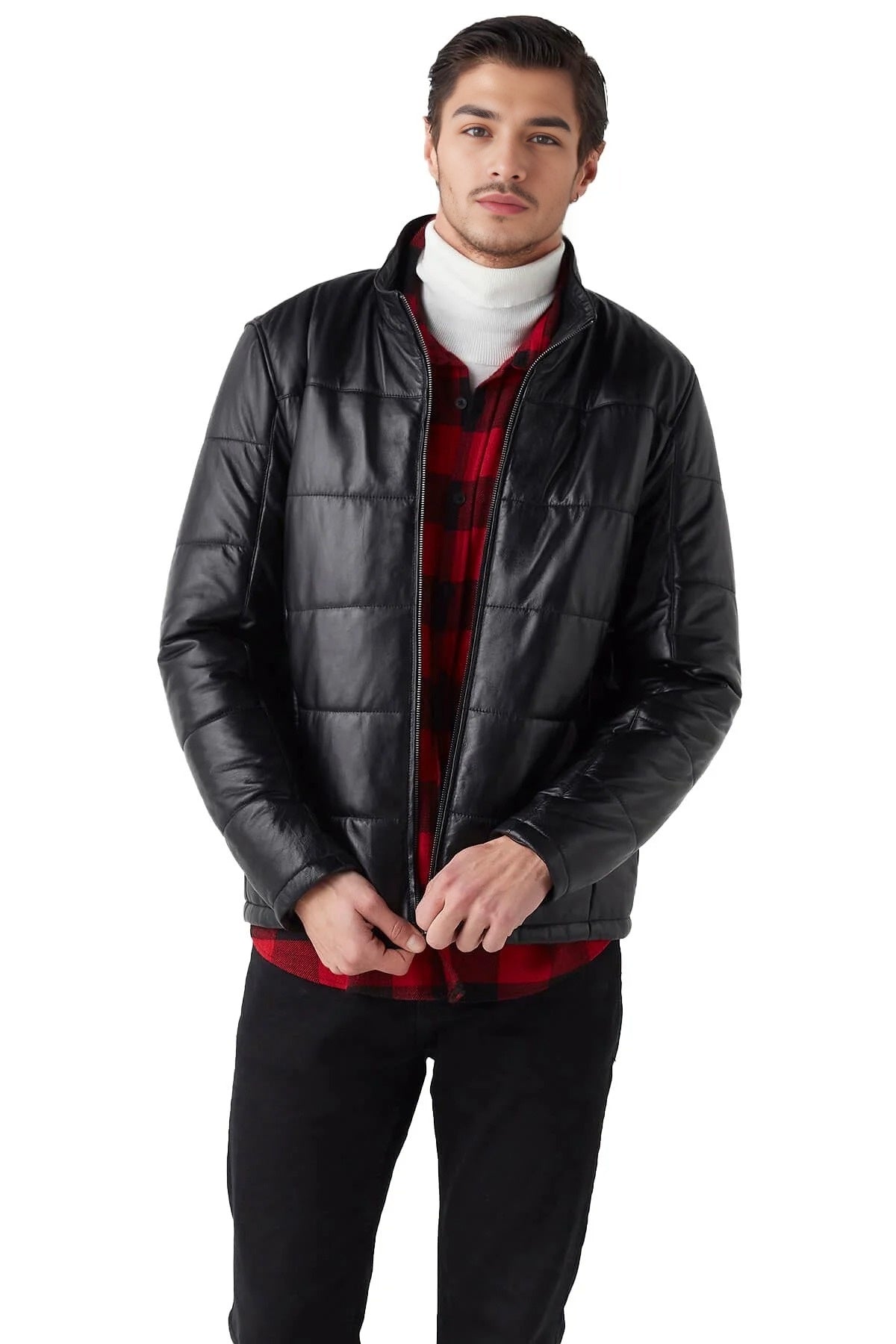 Woods Black Stylish Leather Jacket For Men