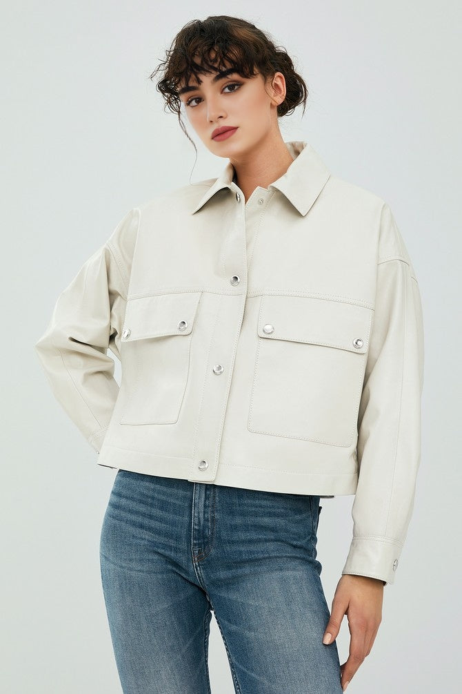 Chaser Box White Women Leather Jacket