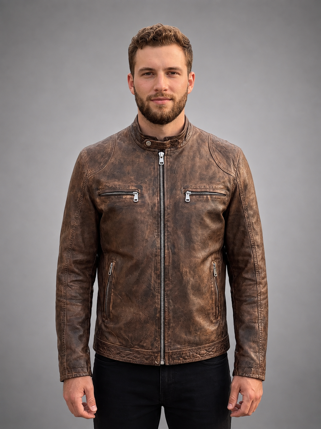 Immobile Sport Men’s Brown Leather Jacket