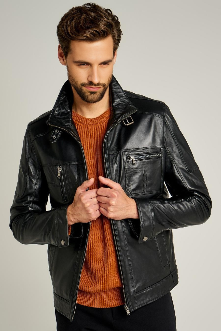 Premium Black Field Leather Jacket For Men