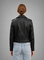 JASSICA WOMEN BLACK LEATHER JACKET
