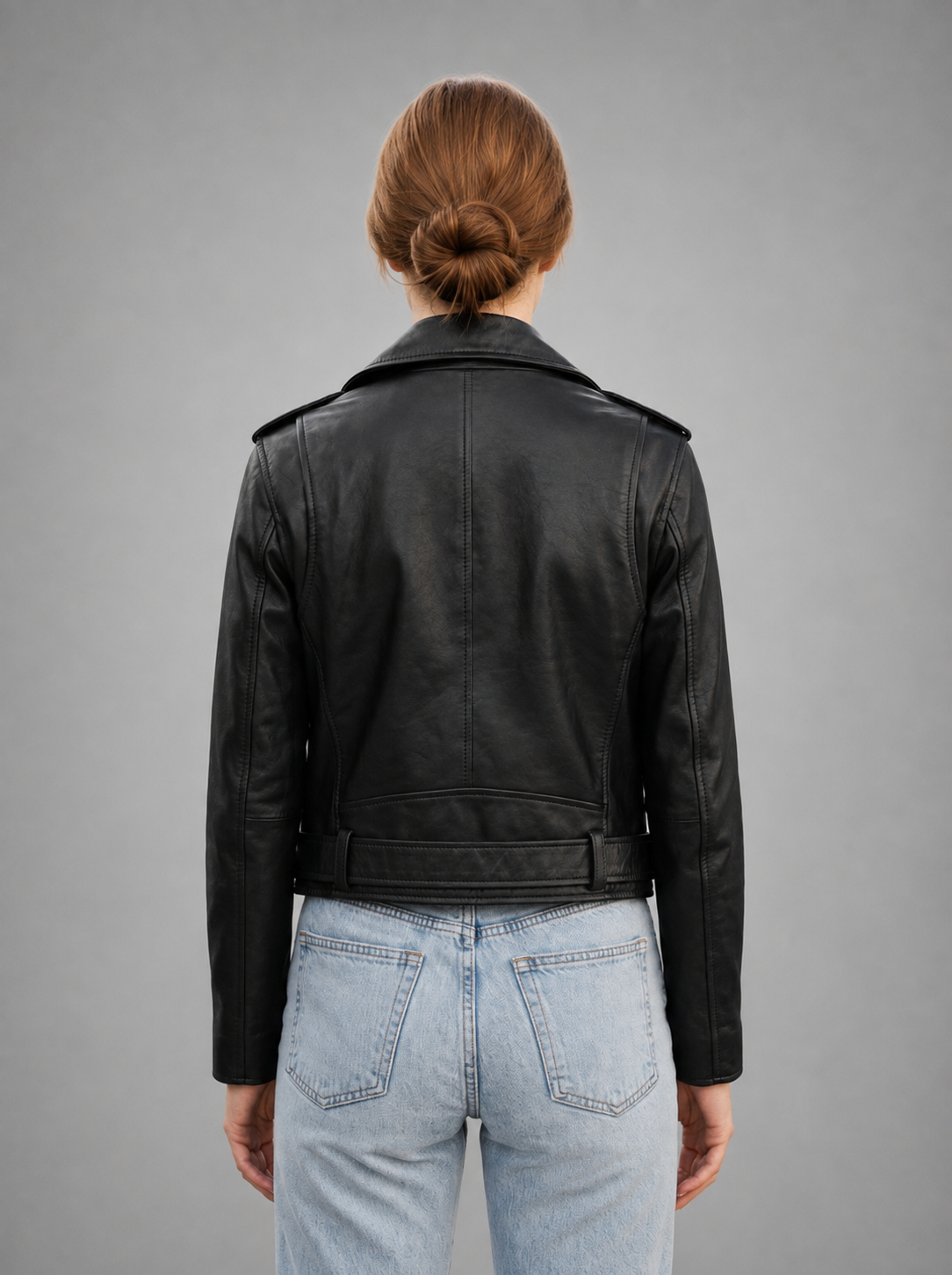 JASSICA WOMEN BLACK LEATHER JACKET