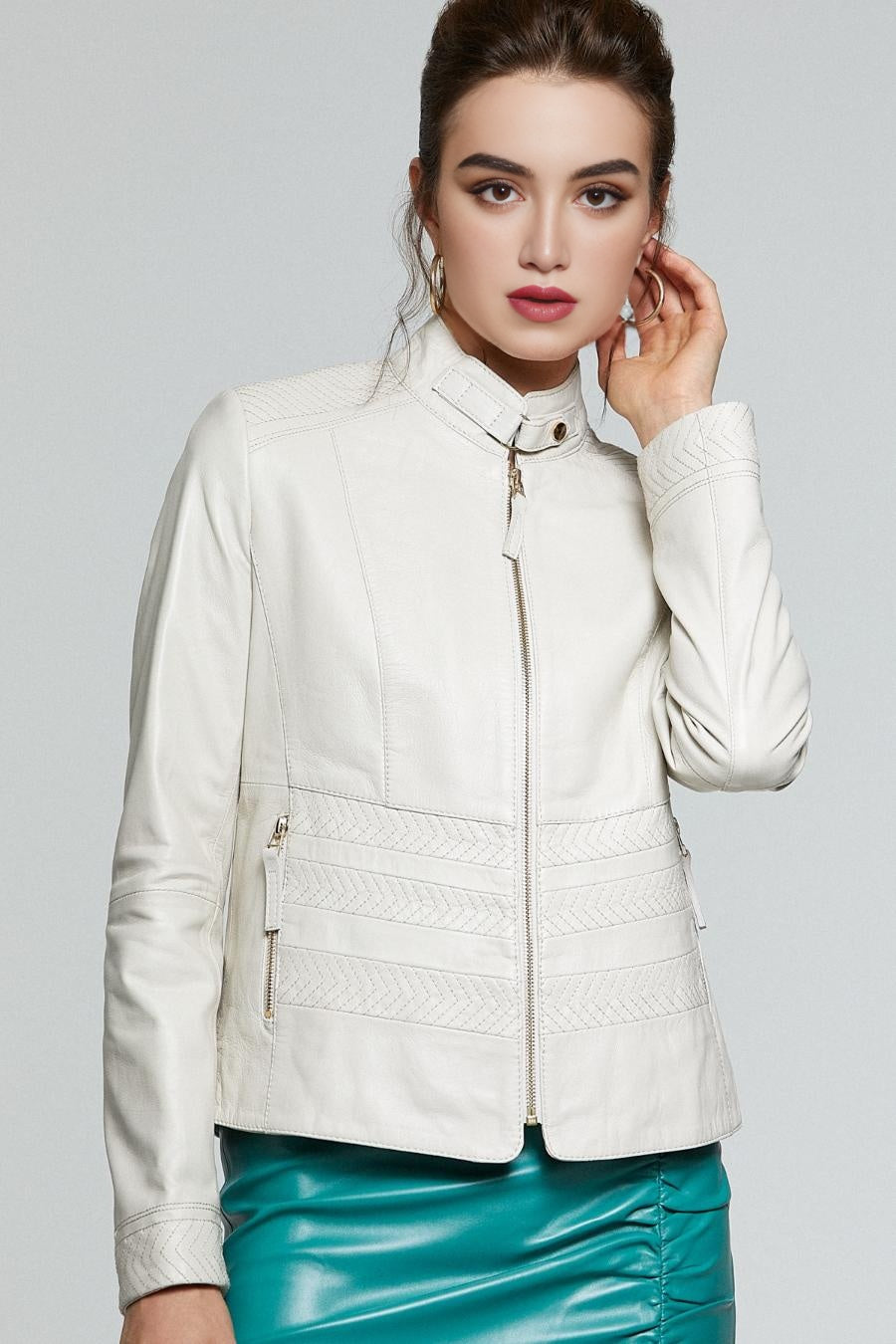 Snow White Leather Jacket For Women