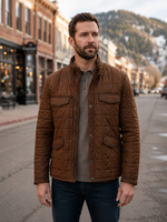 Jack Quilted Brown Leather Jacket For Men