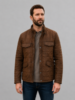 Jack Quilted Brown Leather Jacket For Men