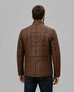 Jack Quilted Brown Leather Jacket For Men