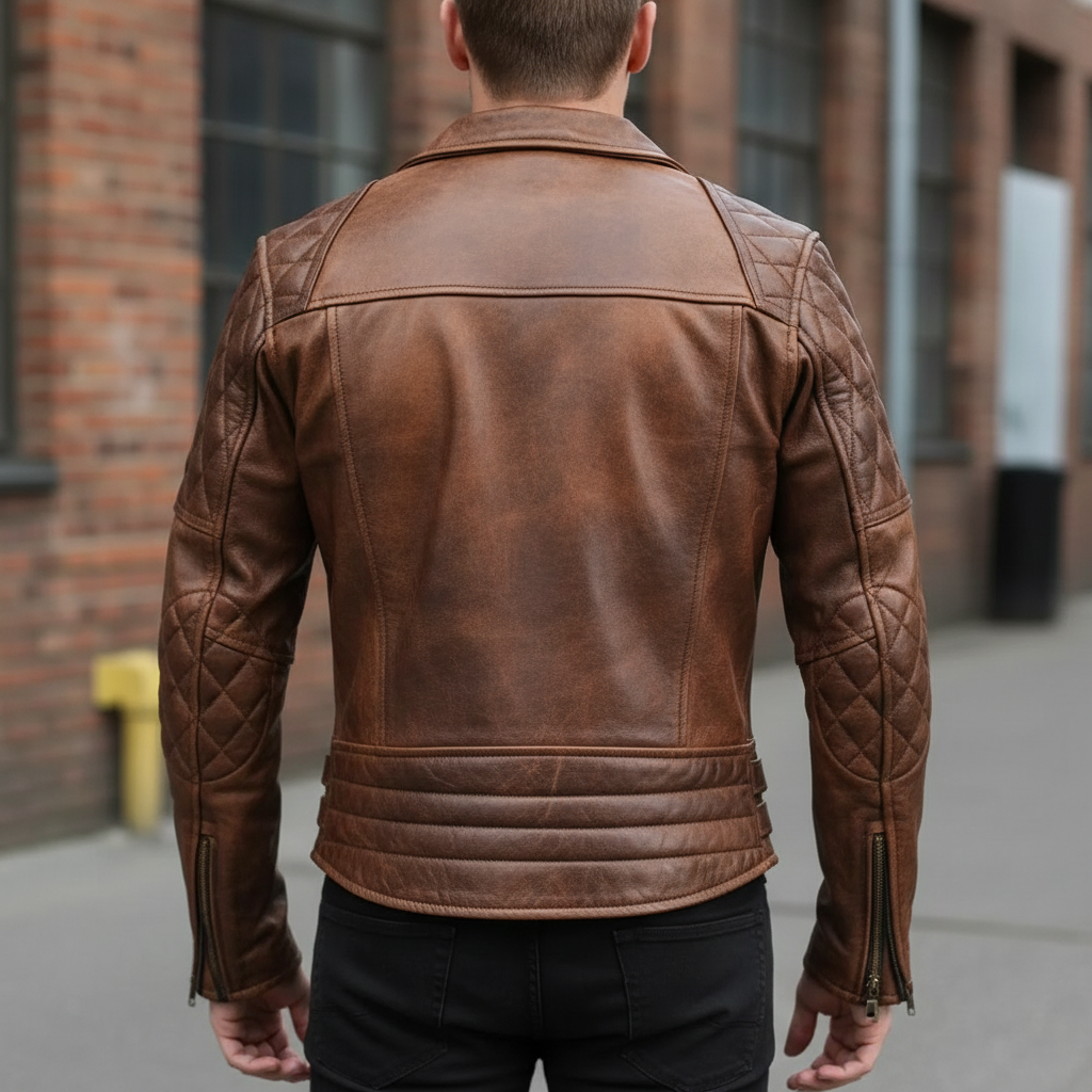 BIKER MOTORCYCLE VINTAGE BROWN JACKET | DISTRESSED JACKETS