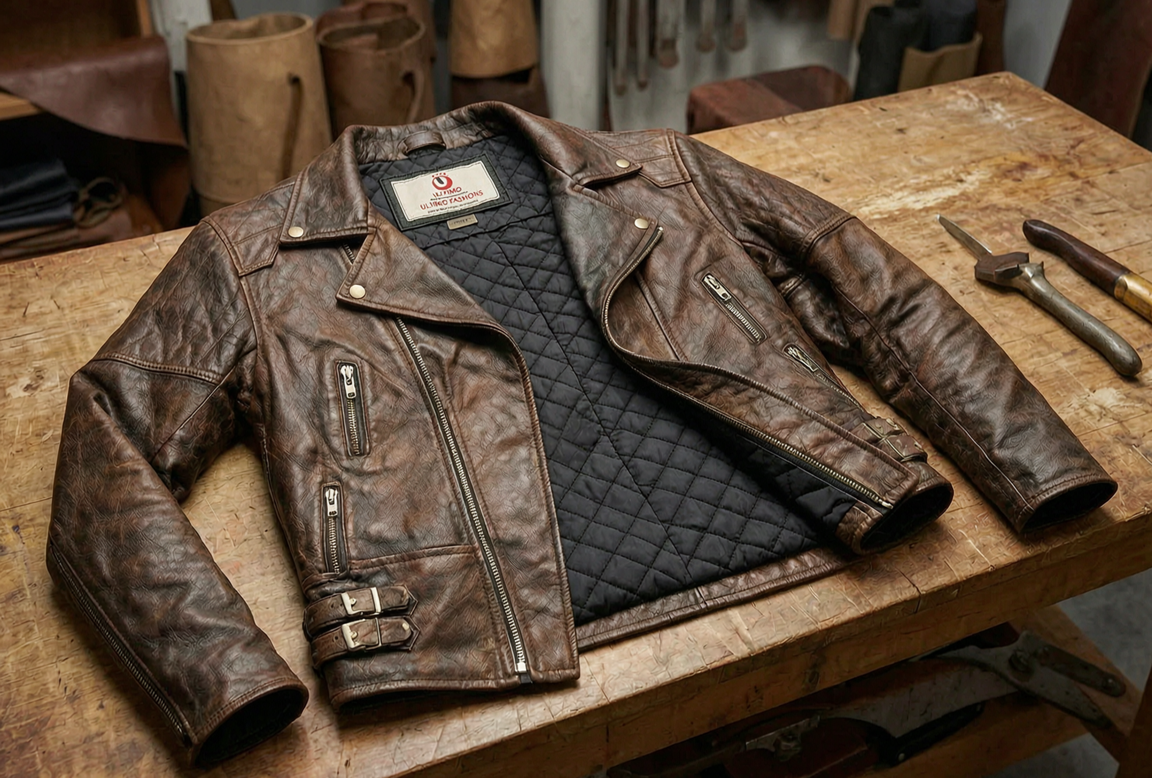 BIKER MOTORCYCLE VINTAGE BROWN JACKET | DISTRESSED JACKETS