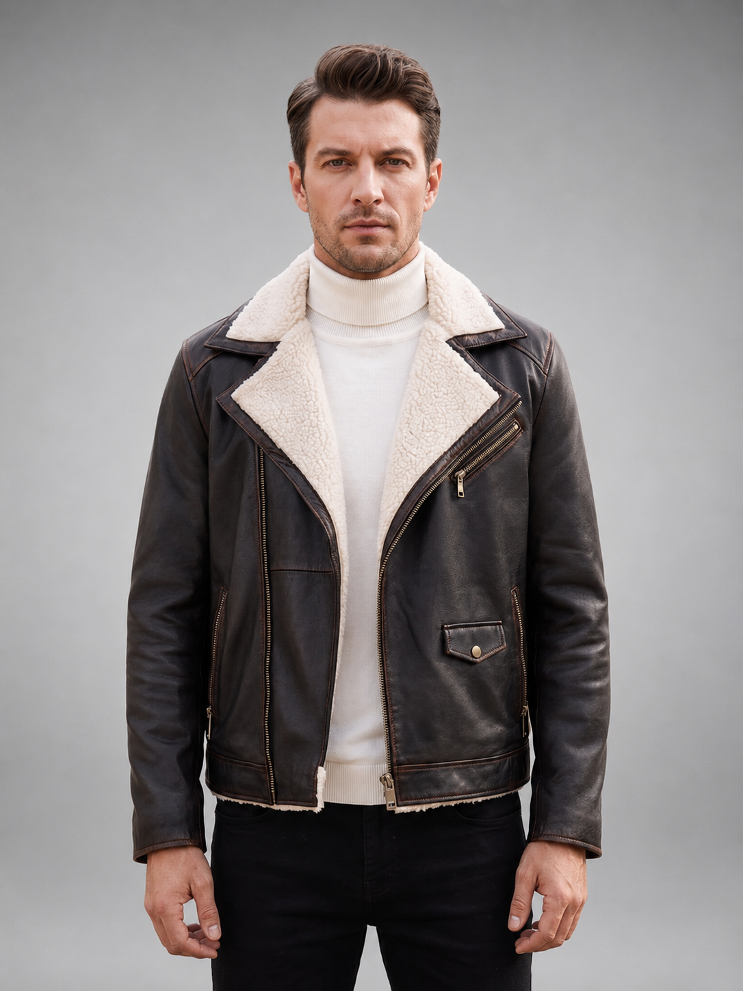Jahmir Fur Stylish Leather Jacket For Men