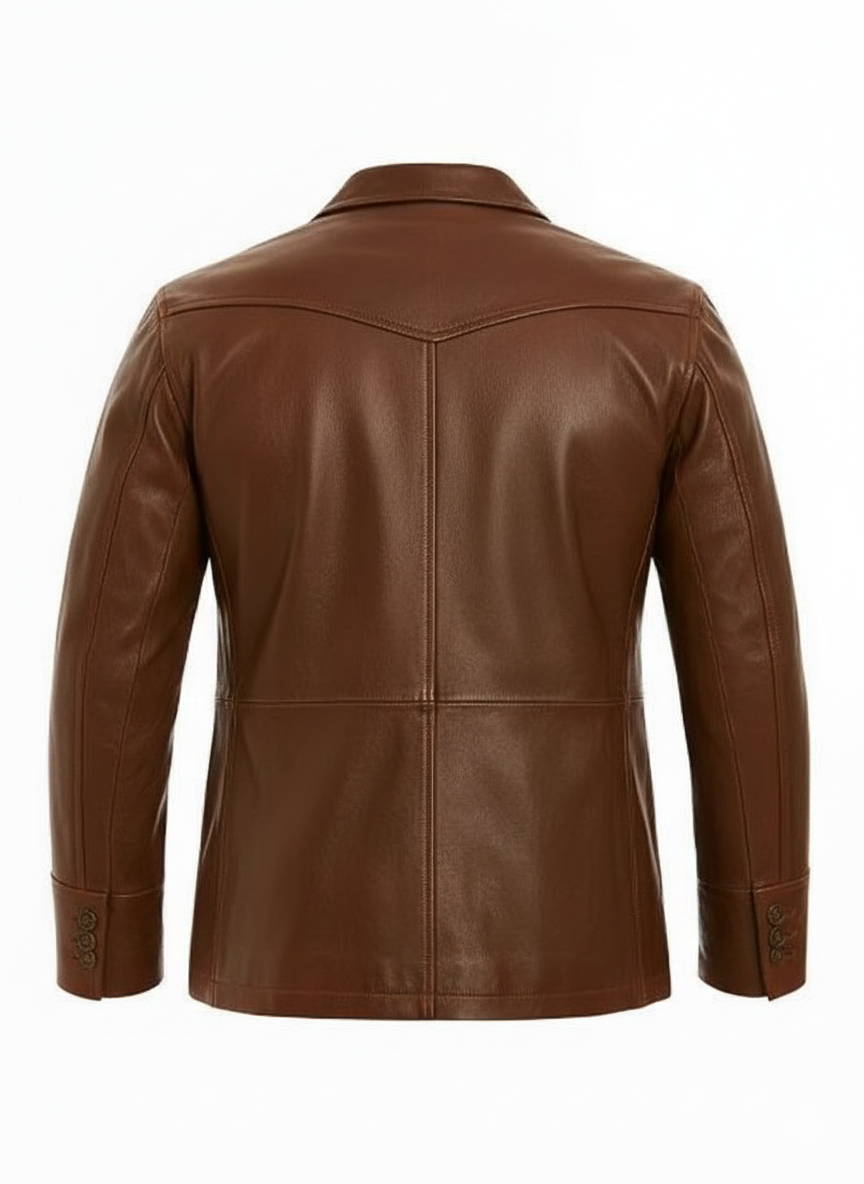 James Men's Dark Brown Leather Blazer