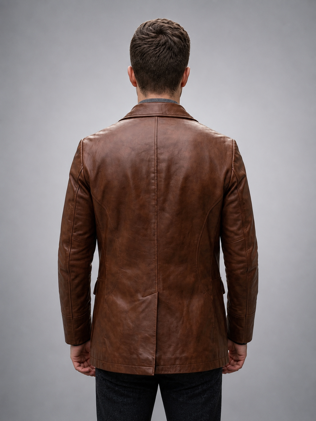 James Men's Dark Brown Leather Blazer
