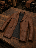 James Men's Dark Brown Leather Blazer