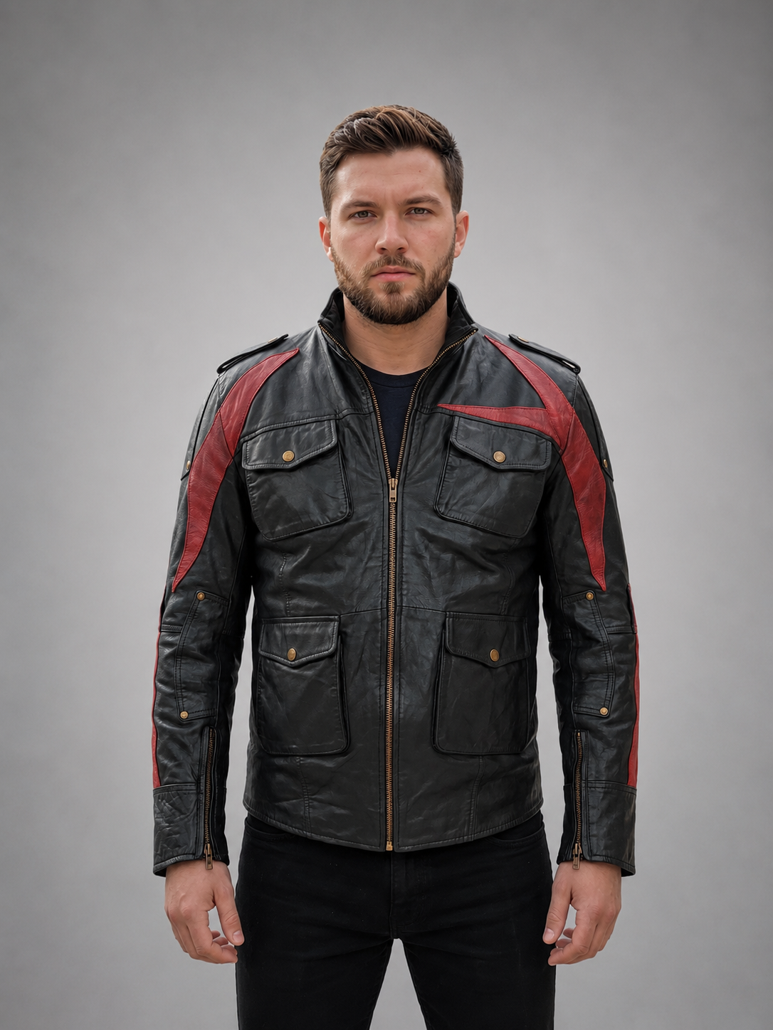 James Heller Black Stylish Leather Jacket For Men