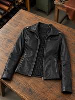 Jane Motor Bike Black Leather Jacket For Women