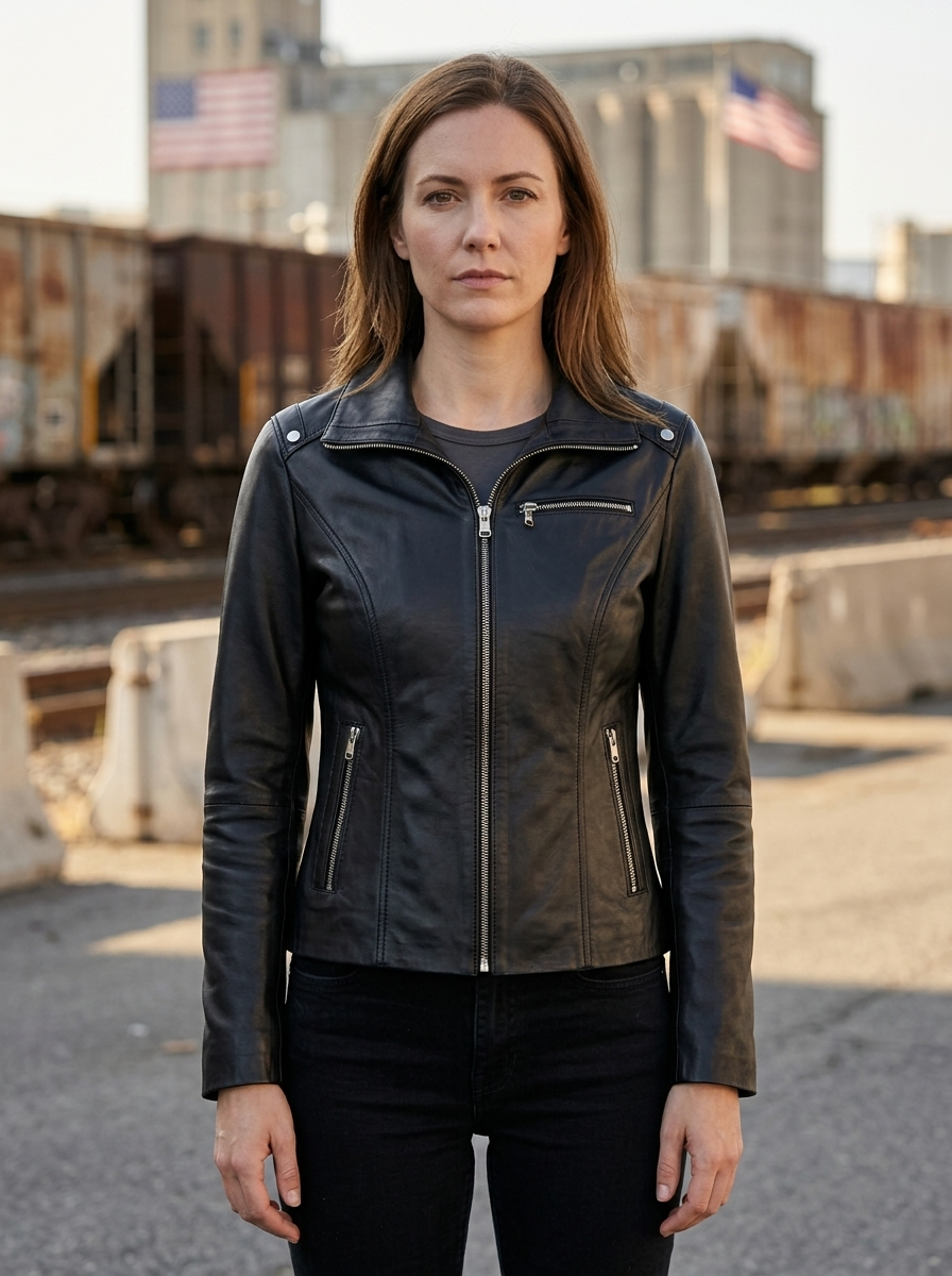 Jane Motor Bike Black Leather Jacket For Women