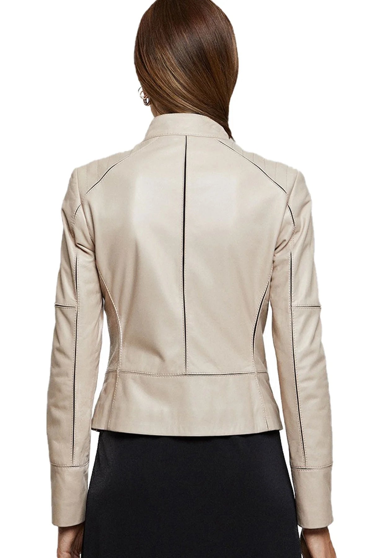 Priscilla Beige Leather Jacket for Women