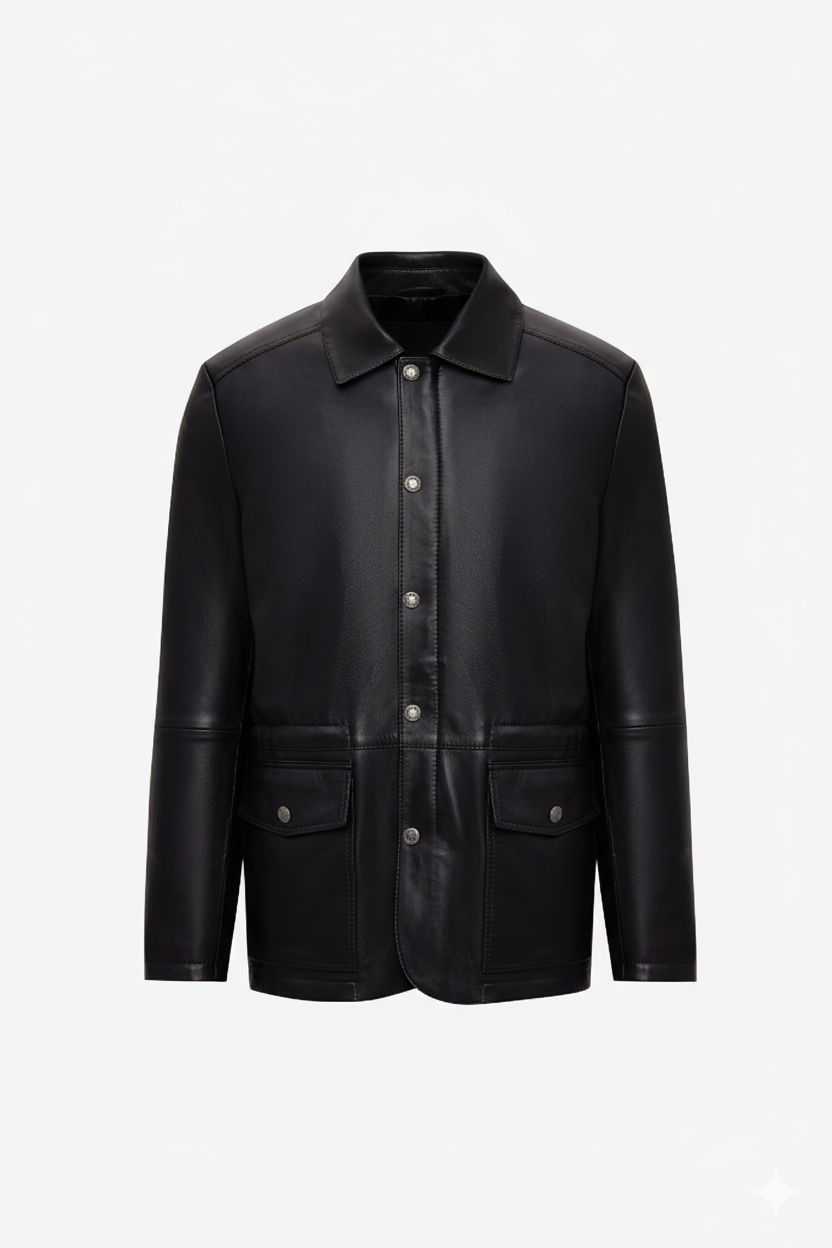 Jeffery Black Leather Coat for Men