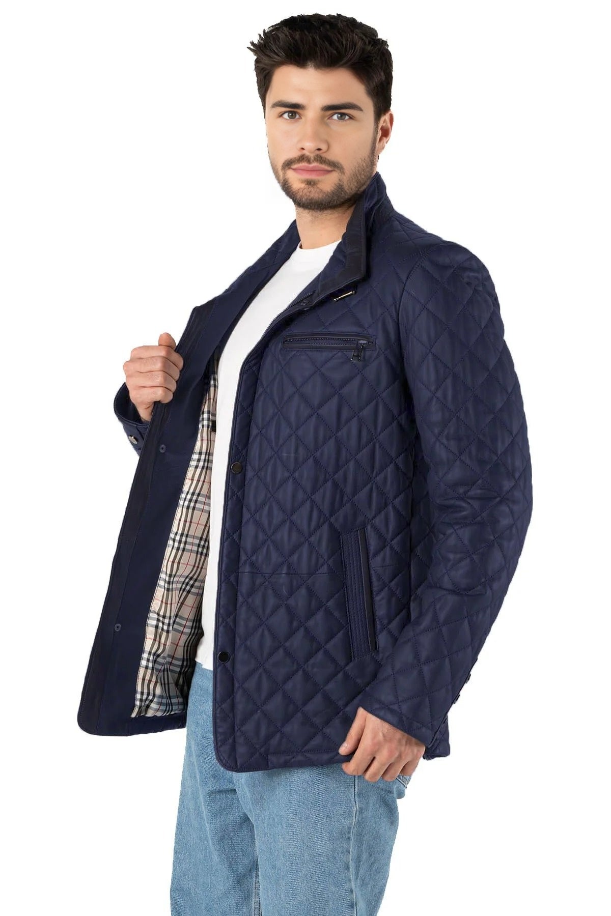 Scoot Puffer Leather Jacket For Men