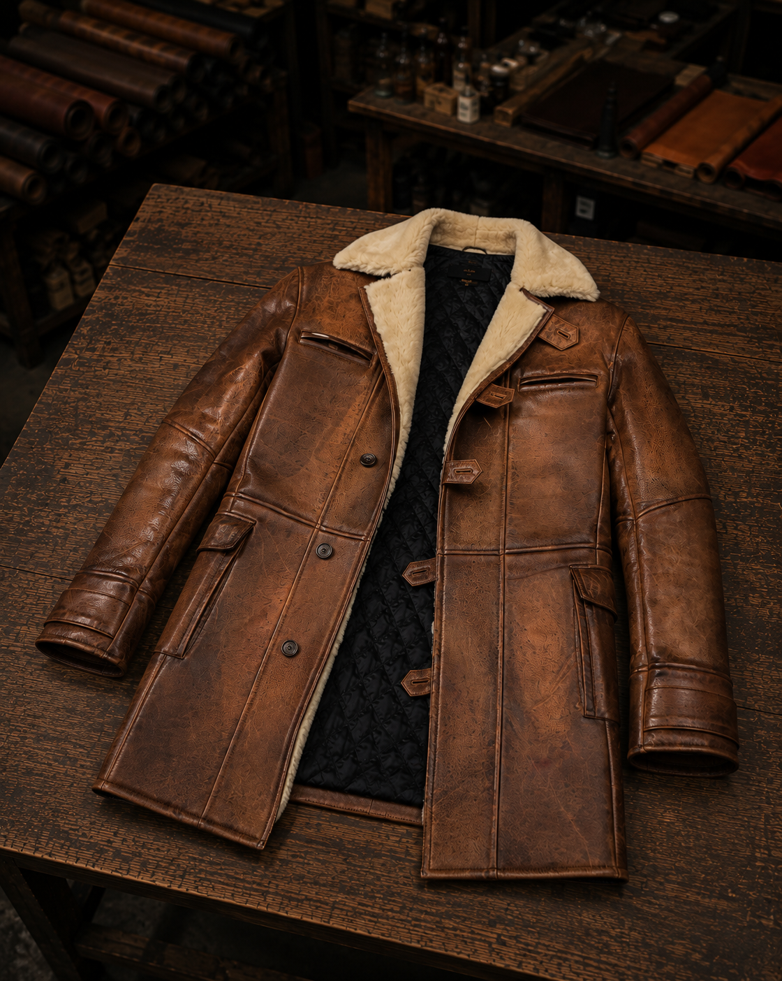 The Dark Knight Bane Distressed Brown Fur Leather Coat