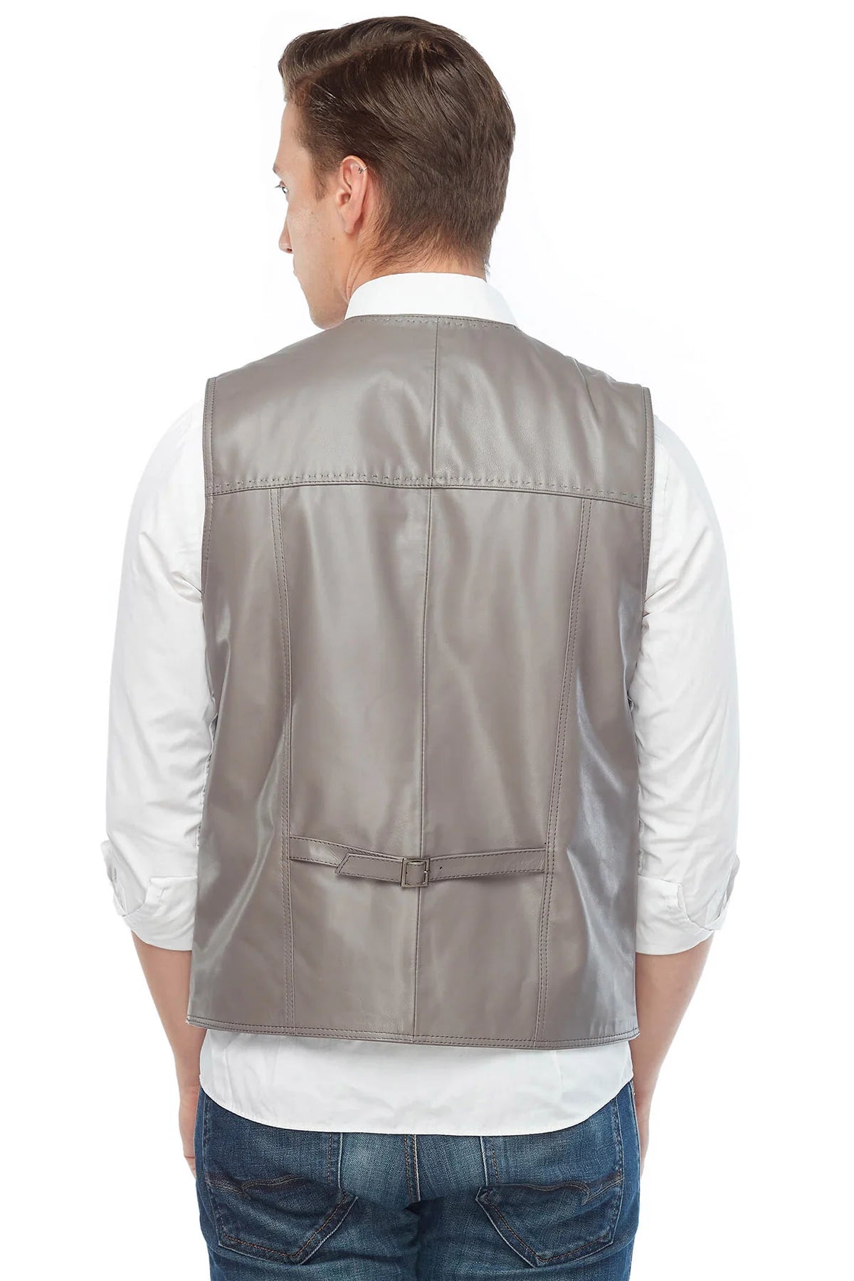 Izaiah Grey Vest Leather For Men