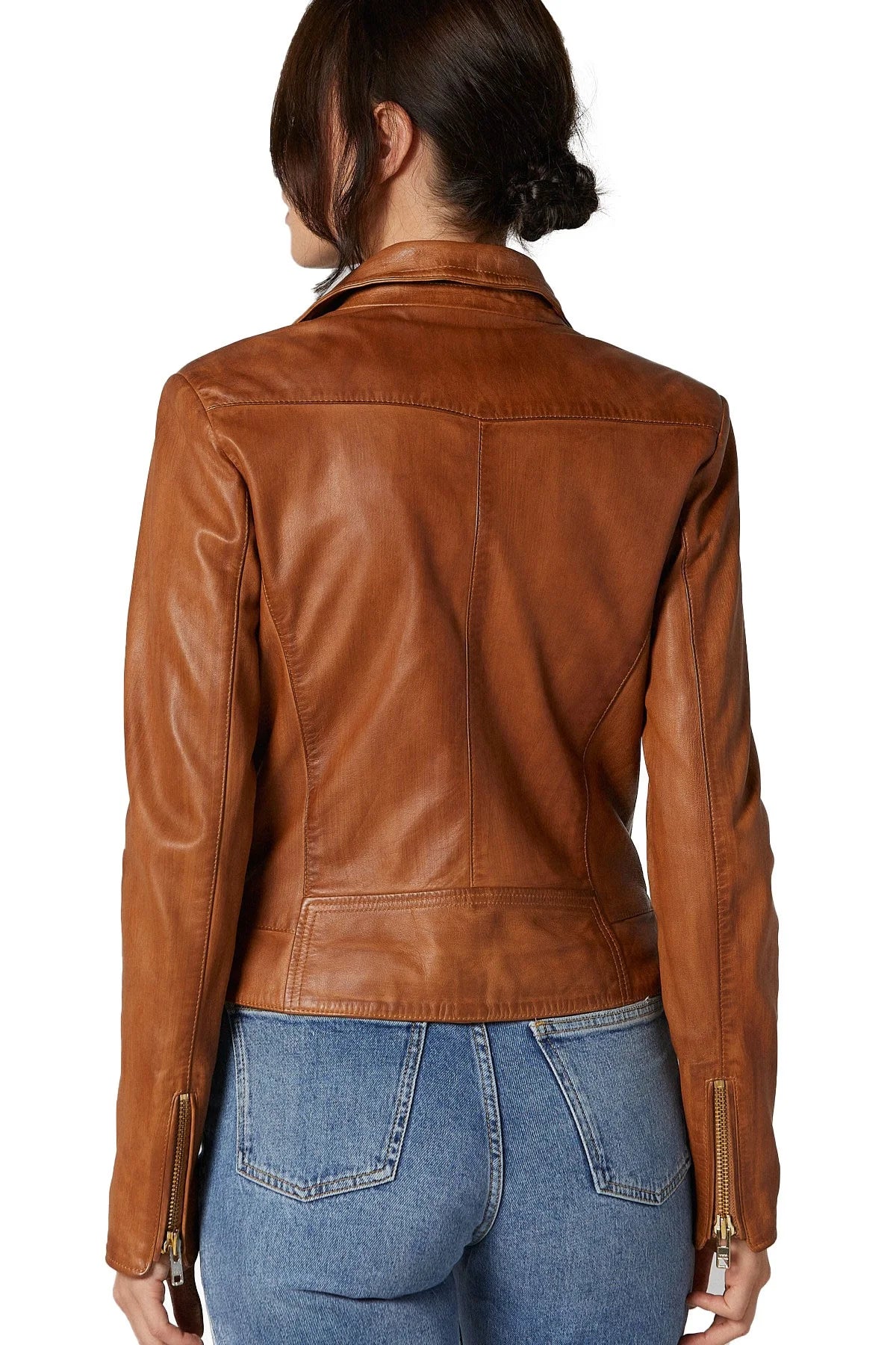 Roxanne Brown Stylish Collar Leather Jacket For Women