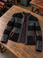Juliana Black Suede & Leather Jacket For Women