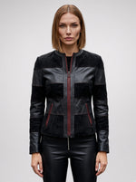 Juliana Black Suede & Leather Jacket For Women