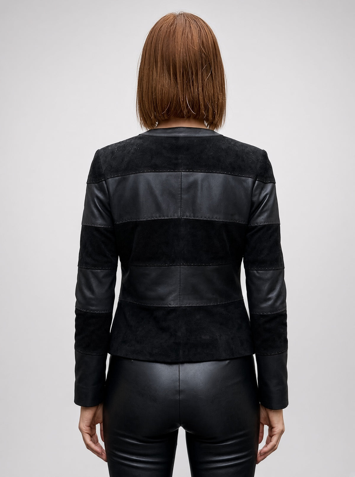 Juliana Black Suede & Leather Jacket For Women