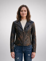 Juliana Rusted Brown Leather Jacket For Women